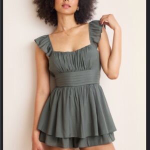 Ruffled Sleeved Tiered Romper